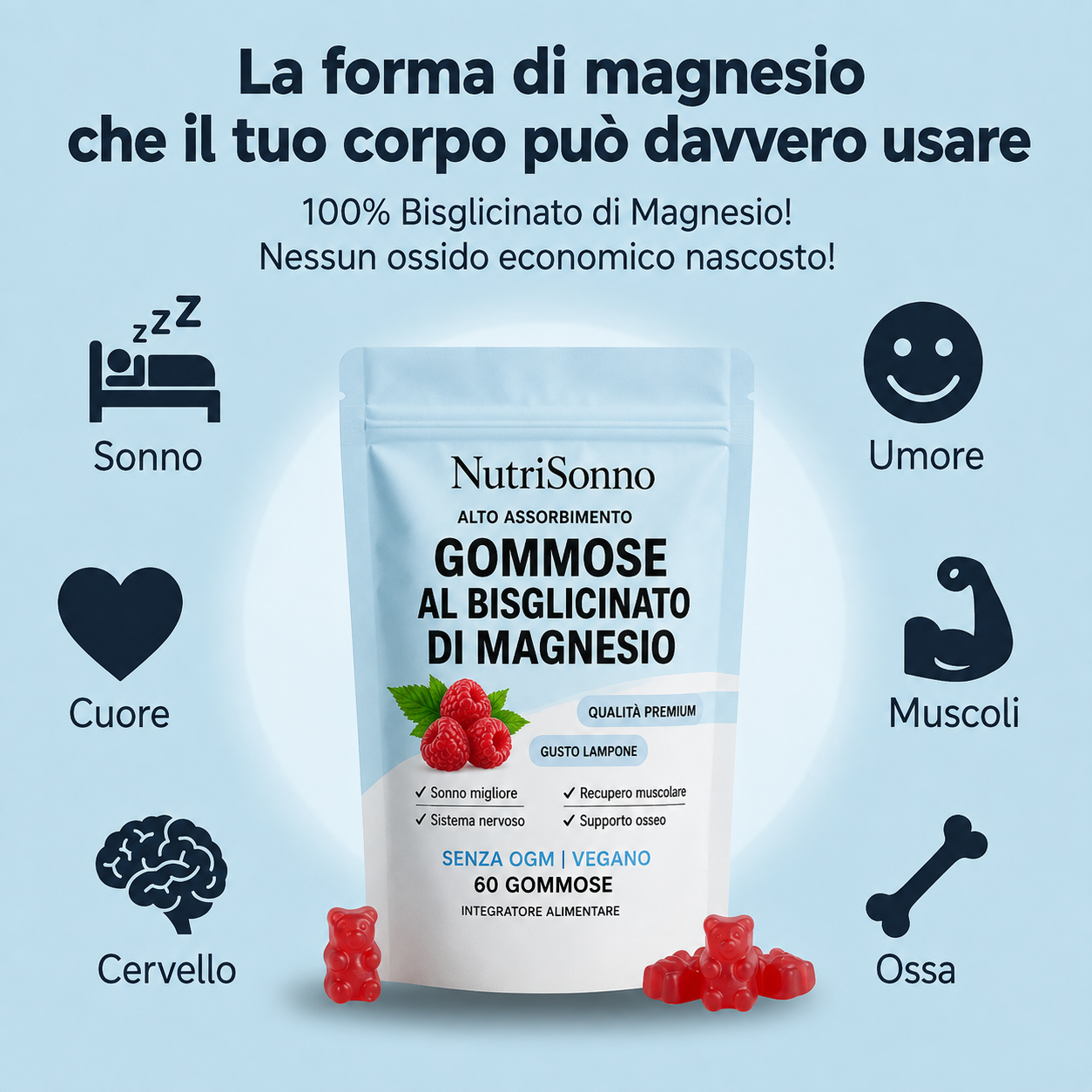 Gummies al Magnesio Bisglicinato NutriSonno